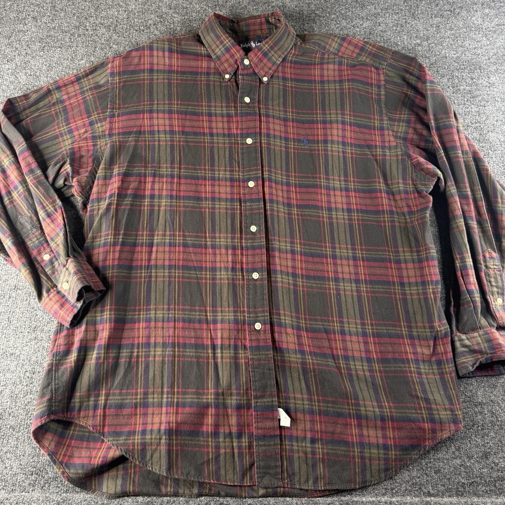 Ralph Lauren Shirt Mens XL Green Plaid Button Down Long Sleeve EUC Soft